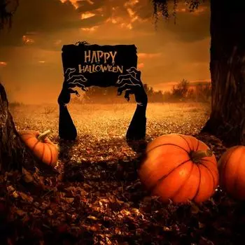 Halloween Ghost Black Hand Shape Yard sign - for outdoor lawn and garden decoration чёрный