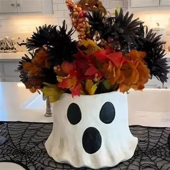 Halloween Ghost Bucket Spooky Ghost Planter Pot Flower Vase Holiday Candy Treat S