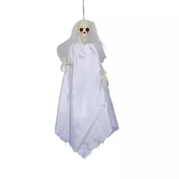 Halloween Ghost Decoration with Lanyard Easy to Hang Realistic Spooky Ghost Bride Ornament Haunted House Prop