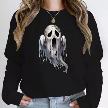 Хэллоуин Призрак Ужас Толстовка Женская Спортивная Одежда Harajuku Готический Уличный Жуткий Сезон Толстовки Новый Y2k Топ Мужская Одежда S