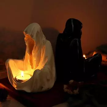 Halloween Ghost Statue Hell Candlestick Gothic Style Wizard Decorative Messenger Statue Candle Holder Ghost Halloween Decoration