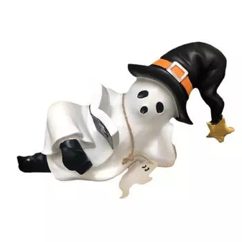 Halloween Ghost Statue Resin Sculpture Waterproof UV Resistant Holding Book Tabletop Decoration Party Ornament 15
