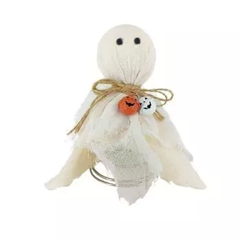 Halloween Ghost Tree Topper 7 Inch Small White Cloth Ghost Treetop Ornament with Bells for Home Party Supplies белый