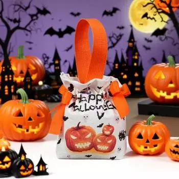 Halloween gift bag children s pumpkin tote bag canvas gift packaging sugar bag props kindergarten souvenir 15 * 16 * 5cm