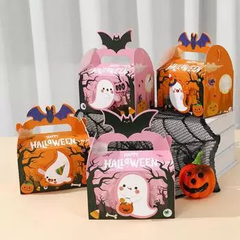 Halloween Gift Boxes Party Favor Halloween Decorations Pumpkin Paper Packaging for Home Trick or Treat Halloween Party Supplies