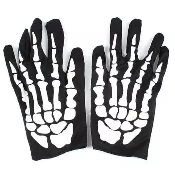 Halloween Gloves Black White Makeup Props Halloween Supplies Naturalness Skull Ghost Claw Gloves Festival Products one size