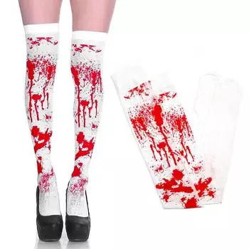 Halloween Gloves Horror Atmosphere Decoration Blood Gloves Blood Socks Halloween Party Cos Blood Print Props