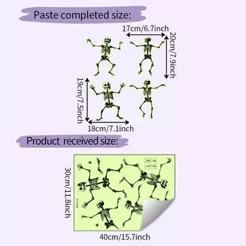 Halloween Glow Skeleton Wall Sticker Pvc Decal For Living Room And Decor Home