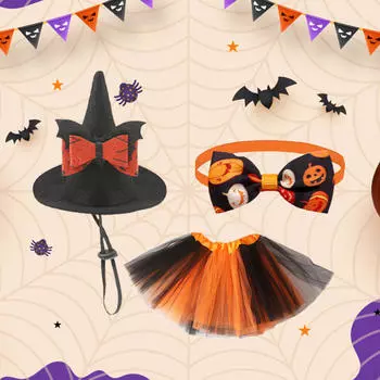 Halloween Goose Outfit Costume Black Witch Hat 23 inch Porch Clothes Tutu Skirt for Lawn