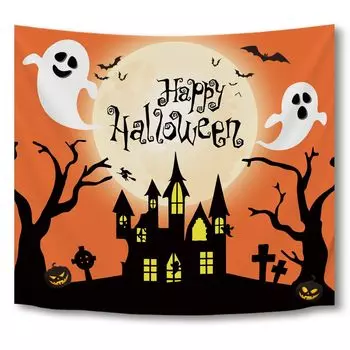 Halloween Halloween Tapestry Curtain Decoration Party Decoration Commemorative Photo Halloween Display Banner Banner Haunted (B Castle)