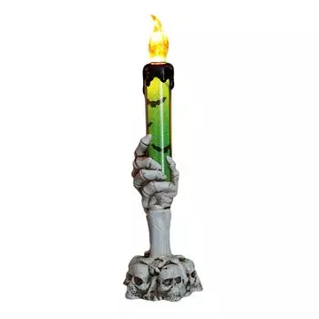 Halloween Hand LED Candle Decoration, 3D Flameless Taper Candles, Battery Operated Finger Decorative Candlestick Ornaments, Skeleton T One Size зелёный