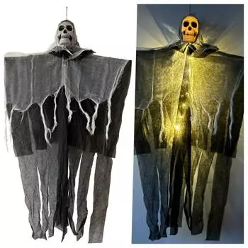 Halloween Hanging Grim Reapers, Led Light Up Hanging Skeleton Grim Reapers, Battery Operated