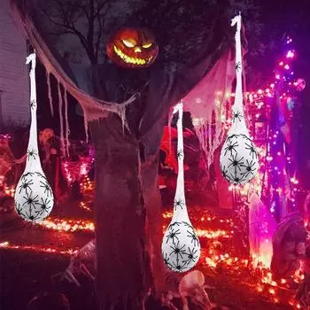 Halloween Hanging Spider Egg Sack with Lights Realistic Spider Haunted House Props Indoor Outdoor Halloween Party Decoration 1PCS