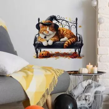 Halloween Hat Witch Cat Wall Sticker Pvc Decor For Living Room And Decor Home