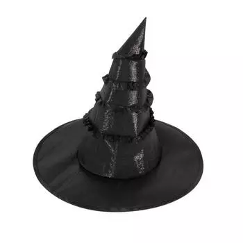 Halloween Hat Witch With Ruffled Lace Edge For Cosplay And Decorations Party