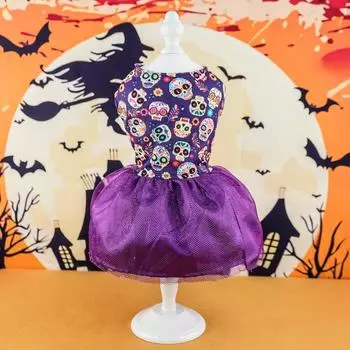 Halloween Holiday Theme Dog Dress Puppy Ghost Pumpkin Printed Patch-work Tutu Skirt Cat Outfit Pet Clothes for Small Dogs Girl M оранжевый