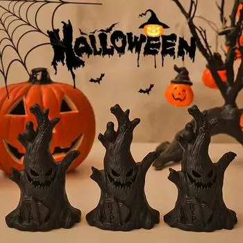 Halloween Horror Atmosphere Ghost Faces Tree Stumps, LED Night Light Ghost Lights Haunted Rooms Escape Halloween Home Decoration чёрный