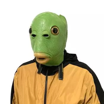 Halloween Horror Funny Fish Head Headgear Green Mask Monster Halloween Horror Cosplay Party Mask