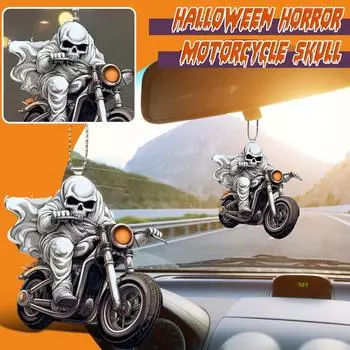 Halloween Horror Motorcycle Festival Cross Border Flat Car Interior Rearview Mirror Decoration Pendant One Size белый