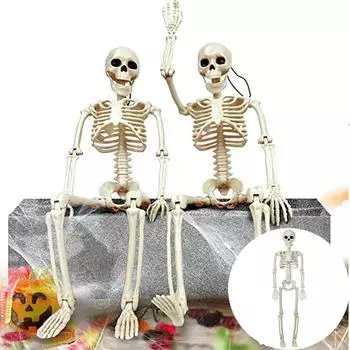 Halloween Human Shape Full Body Skeleton with Movable Joints, Human Shape Bones for Indoor Outdoor Halloween Horror Decorations