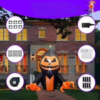 Halloween Inflatables Built in LED Lights Broke Out from Window Prop Lighted Pumpkin Ghost for