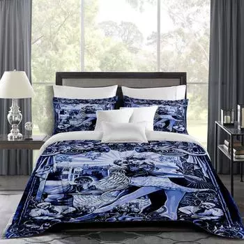 Halloween Iron Skull Gothic Duvet Cover Set EU Single Double King US Twin Full Queen Size Bed Linen Set 140x210cm