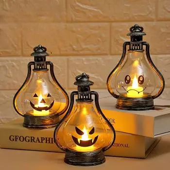 Halloween Jack-o -lantern Children Carry No. 7 Battery Night Light Silver Decoration Props A