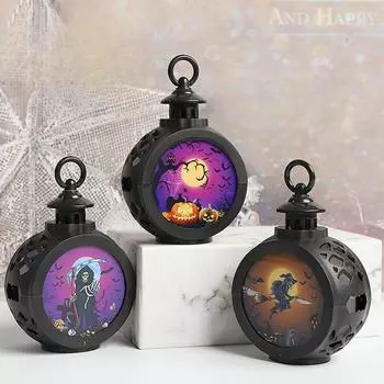 Halloween Jack-o -lantern Round Light Carrying Nightlight Scary Atmosphere Cloth Witch Skeleton Decoration Props Pumpkin