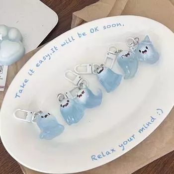 Halloween Jelly Ghost Keychain Bag Pendant Resin Keychain Unique Luminous Keychain Gift Style A