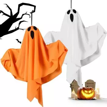 Halloween LED Glow Ghost Light Ghost Hanging Night Light Ghost Hanging Lamp Ornament for Front Yard Garden Party Decor оранжевый