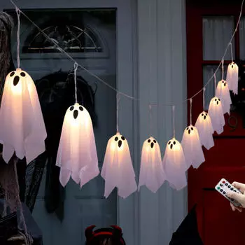 Halloween LED Lights String Hanging Banner Home Party 8 Modes Light up Garland for Gate Kitchen