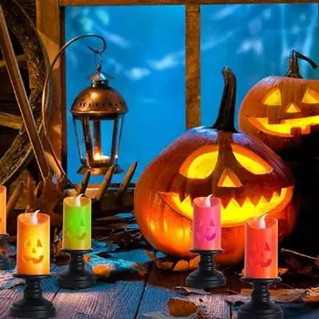 Halloween Led Pumpkin Candle Light Creative Candle Holder Night Light Atmosphere Decorative Props Small Ornaments