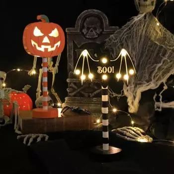 Halloween LED Pumpkin Ghost Skull Light Halloween Wooden Light Ornament Ghost Festival Decorative Lamp for Party Decor pumpkin