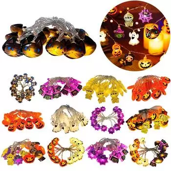 Halloween LED String Light Hanging Lamp Battery Operated Spooky Light String 1.5m 10 LEDs Outdoor Fairy Lights for Room Office A