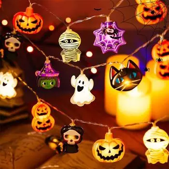 Halloween LED String Light Hanging Lamp Battery Operated Spooky Light String 1.5m 10 LEDs Outdoor Fairy Lights for Room Office