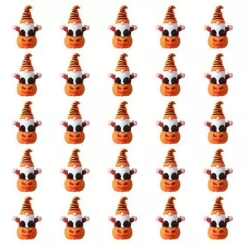 Halloween Mini Gnome Figurine Miniature Pumpkin Gnome Statue Tiny Tabletop Ornaments for Home Garden Landscape Decor 25 pcs