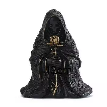 Halloween Ornament Gothic Style Mysterious Black Robe Design Evil Face Statue Halloween Theme Party Decoration