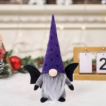 Halloween Ornaments Handcrafted Plush Gnome Doll Miniature Halloween Tabletop Centerpiece for Festival фиолетовый