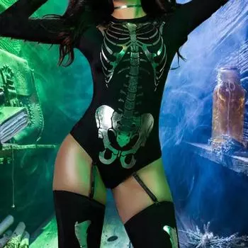 Костюм для вечеринки на Хэллоуин с длинным регулируемым круглым вырезом и ремешком, облегающими рукавами, ролевая игра «Тайна»