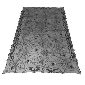 Halloween Party Lace Polyester Black Spider Home Party Decorative Tablecloth Tablecover