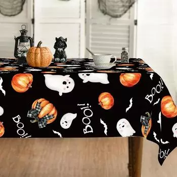 Halloween PE Tablecloth Table Runners Ghost Pumpkin Halloween Decor For Home 2024 Trick Or Treat Halloween Party Supplies Gift