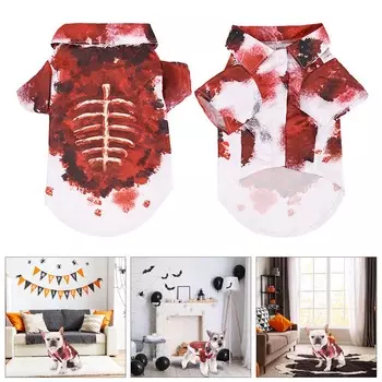 Костюм для питомца на Хэллоуин, страшный костюм с брызгами крови для собак и кошек, праздничный наряд для вечеринки XS