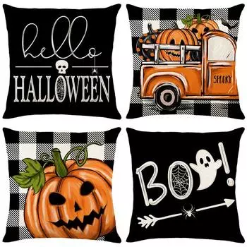 Чехол для подушки на Хэллоуин с рисунком тыквенного черепа, чехол для диванной подушки, домашний декор 45*45cm JYM477-1