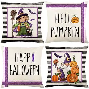 Halloween Pillow Cover Linen Printed Home Living Room Sofa Pumpkin Spoof Cushion Cover 45*45cm JYM163-1
