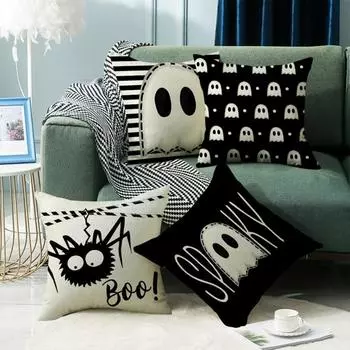 Halloween pillow living room sofa bedroom balcony pillow single sided linen home decoration without pillow core 45*45cm
