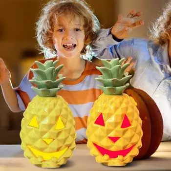 Хэллоуин Ананас Тыква Светильник Водонепроницаемый Жуткий Джек-Фонарь Для Дома И Улицы Пляжа Вечеринка Смола Светодиодная Голова Тыквы жёлтый