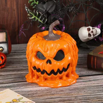 Halloween Pumpkin Candy Bowl, Head Statue Pen Holder with Lid, Decoration for Bar Outdoor