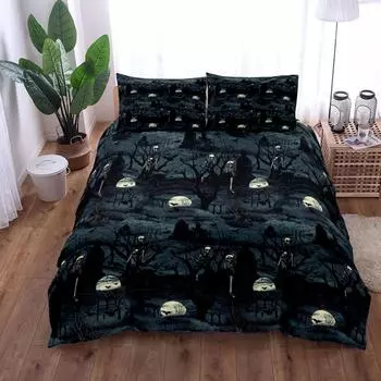 Halloween Pumpkin Horror Duvet Cover Set EU Single Double King US Twin Full Queen Size Bed Linen Set 140x210cm