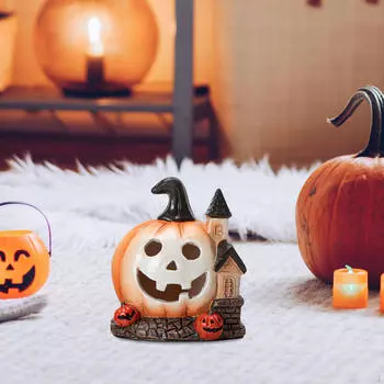 Halloween Pumpkin House Figurine Ornament Fashion Creative Statue Resin Sculpture for Indoor Table Small