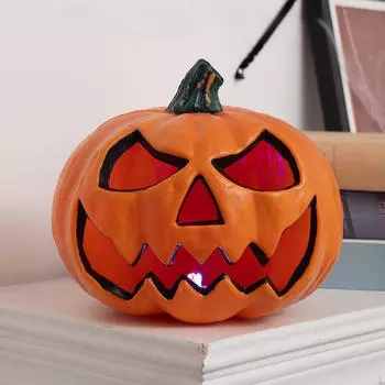 Halloween Pumpkin Light Decoration Creepy Lantern Ornament for Porch Lawn Haunted